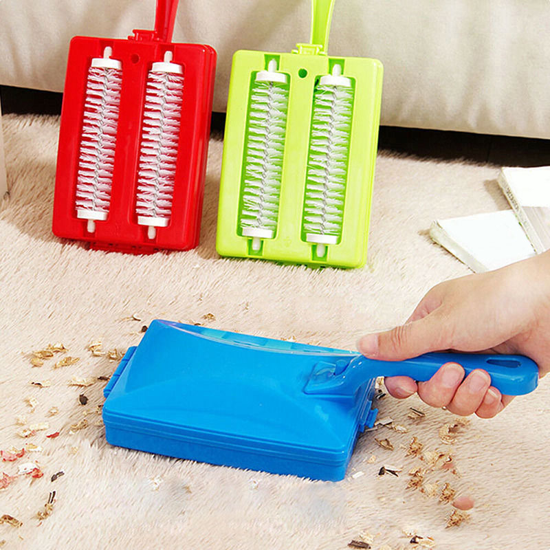 Mini Handheld Dual Roller Carpet Cleaning Brush Dirt Sweeper Cleaner for House 