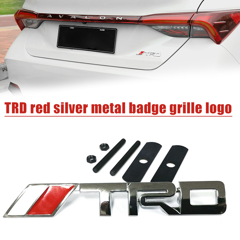 For 3D TRD Front Grille Emblem Universal Car Metal Logo Bolt Badge with Screws