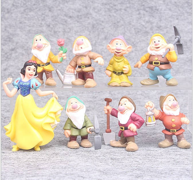8pcs Princess Snow White and the Seven Dwarfs Figures Figurine Cake Toy 