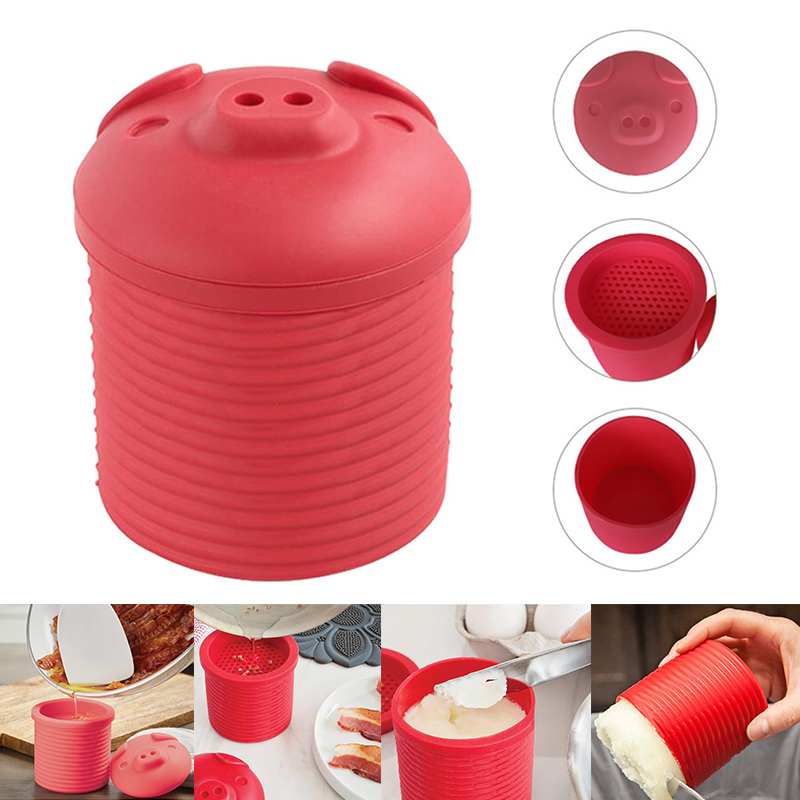 Silicone Cartoon Piggy Design Bacon Grease Strainer Storage Container Basket Silicone Cartoon Piggy Design Bacon Grease Strainer Storage Container Basket