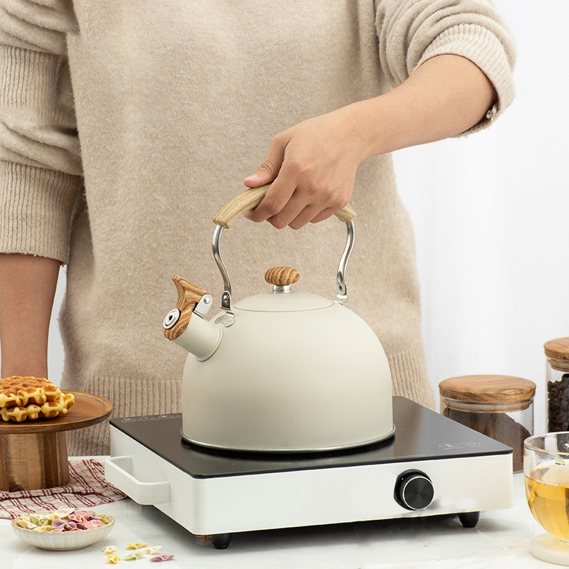 Czajnik wodny kuchenny 2.5l z gwizdkiem i anty-palącym drewnianym uchwytem Chaleira - Wianko - 7