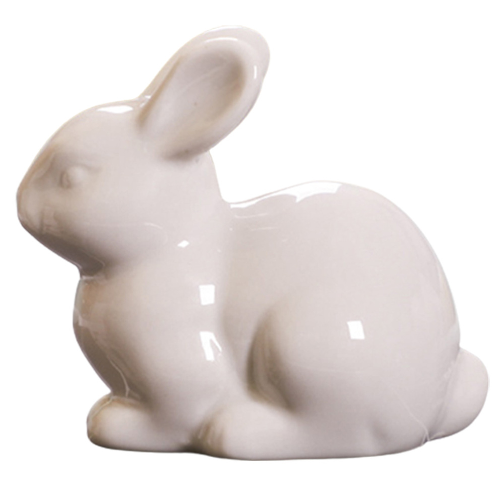 Miniature Ceramic Rabbit Figurine Bunny Statue Garden Sculpture Tabletop Decor