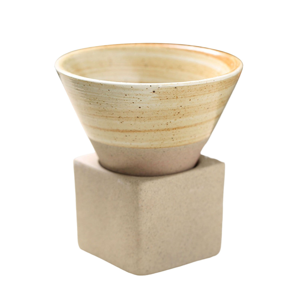 Coarse Pottery Coffee Mug w/ Base Cone Shape Porcelain Mug Espresso Tea Cup Set
