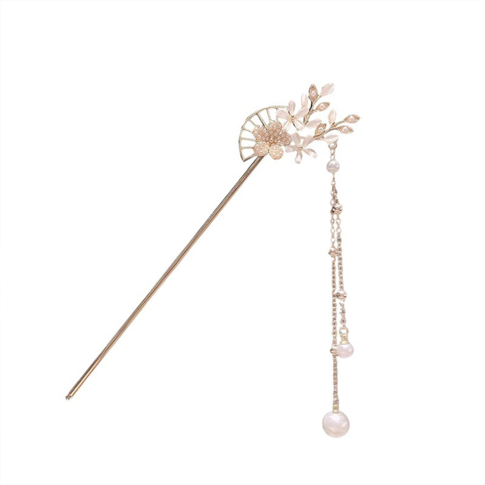 Peach Blossom Fan Alloy Hair Chopsticks for Women’s Stylish Hair Decor