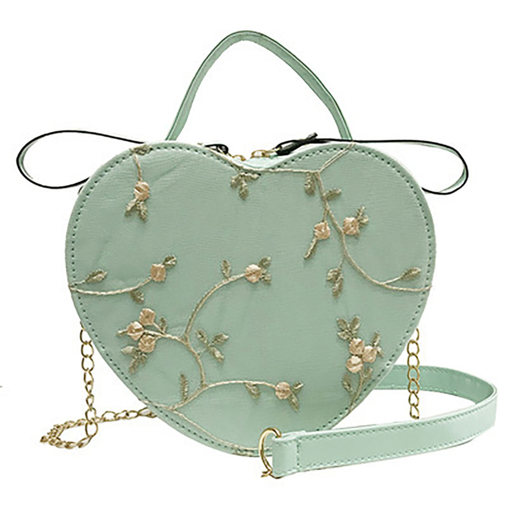 Woman's Crossbody Shoulder Bag Large Capacity Heart-shaped Handbags with Chain - Picture 14 of 16