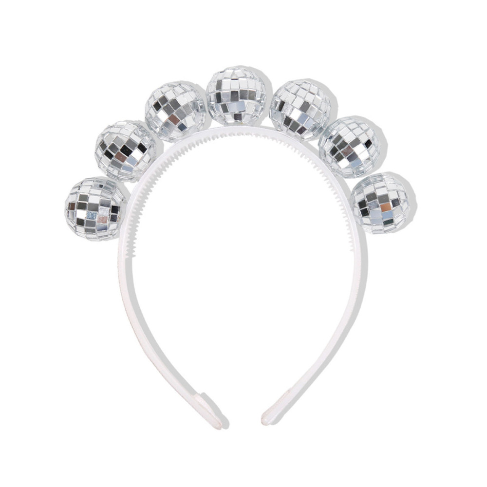 Silver Disco Ball Headband Fancy Dress Retro Party  display picture 3