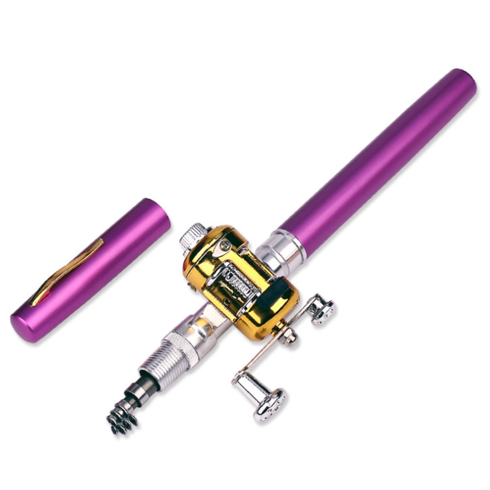 Mini Portable Pocket Fish Pen Shape Aluminum Alloy Fishing Rod Pole Reel 7 Color - Picture 8 of 13