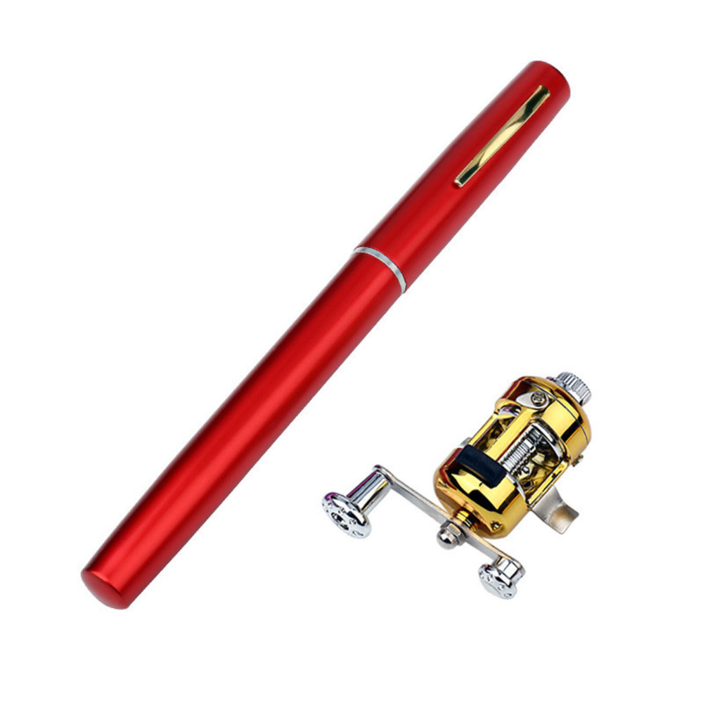 Mini Portable Pocket Fish Pen Shape Aluminum Alloy Fishing Rod Pole Reel 7 Color - Picture 9 of 13