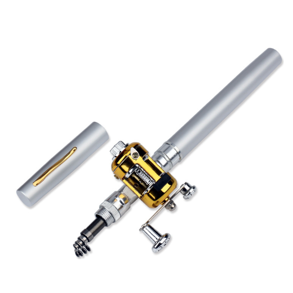 Mini Portable Pocket Fish Pen Shape Aluminum Alloy Fishing Rod Pole Reel 7 Color - Picture 10 of 13
