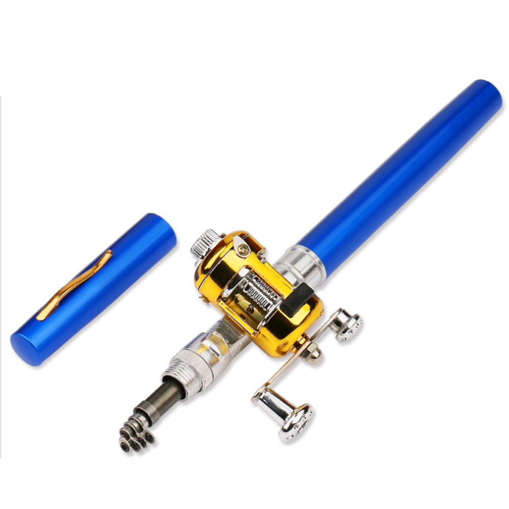 Mini Portable Pocket Fish Pen Shape Aluminum Alloy Fishing Rod Pole Reel 7 Color - Picture 11 of 13