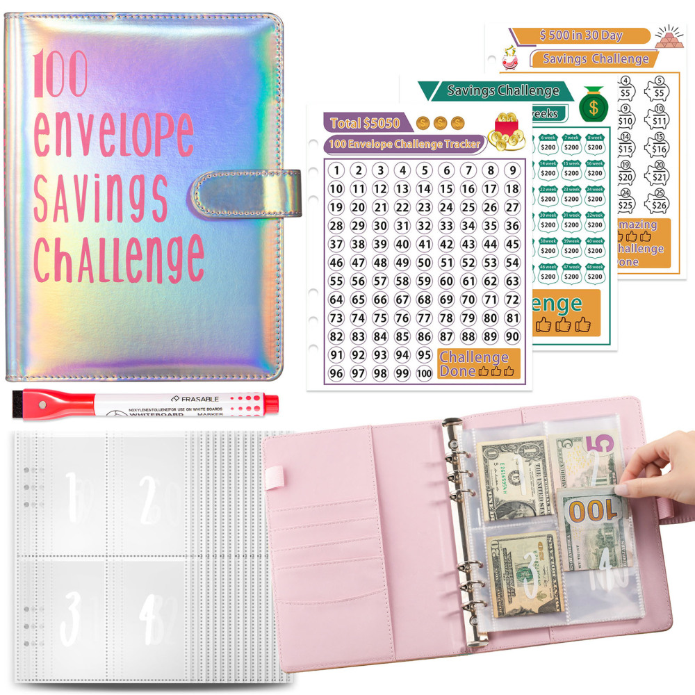 100 Envelope Challenge Binder, Savings Challenges Budget Book Binder Envelopes - Picture 13 of 15
