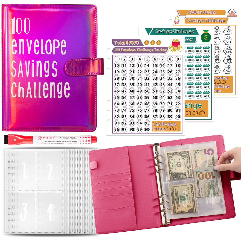 100 Envelope Challenge Binder, Savings Challenges Budget Book Binder Envelopes - Picture 15 of 15