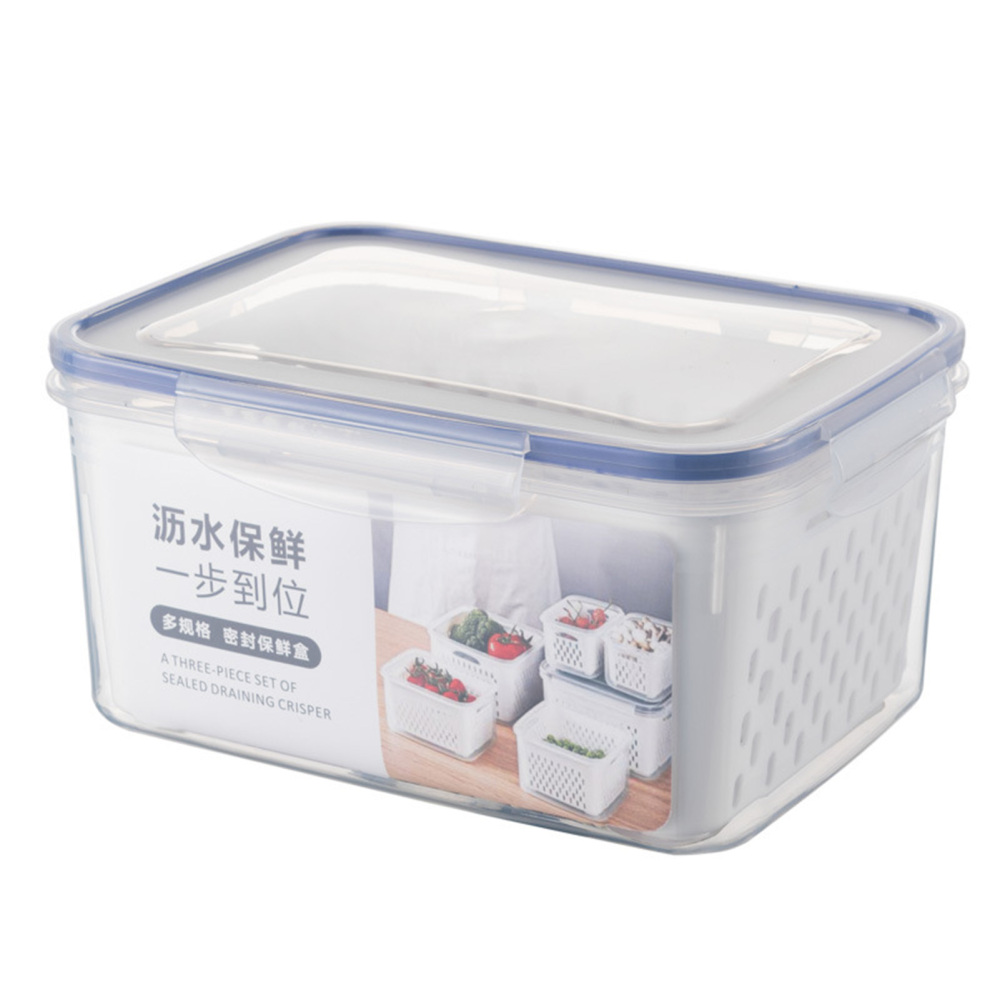Double Layer Food Container Draining Hole Stackable Refrigerator Organizer Box - Picture 14 of 14