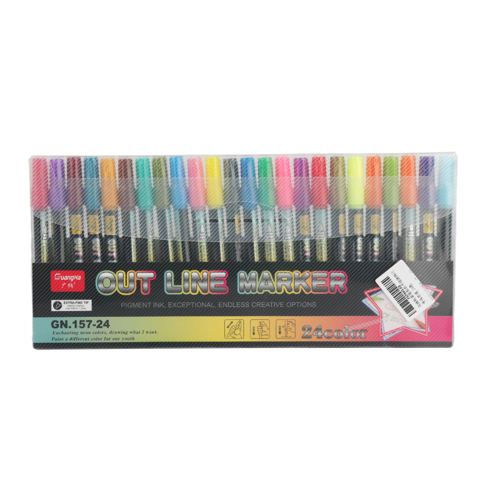 24PCS Double Line Contour Pen Paint Marker Pen Craft Paint Pens Christmas Gift