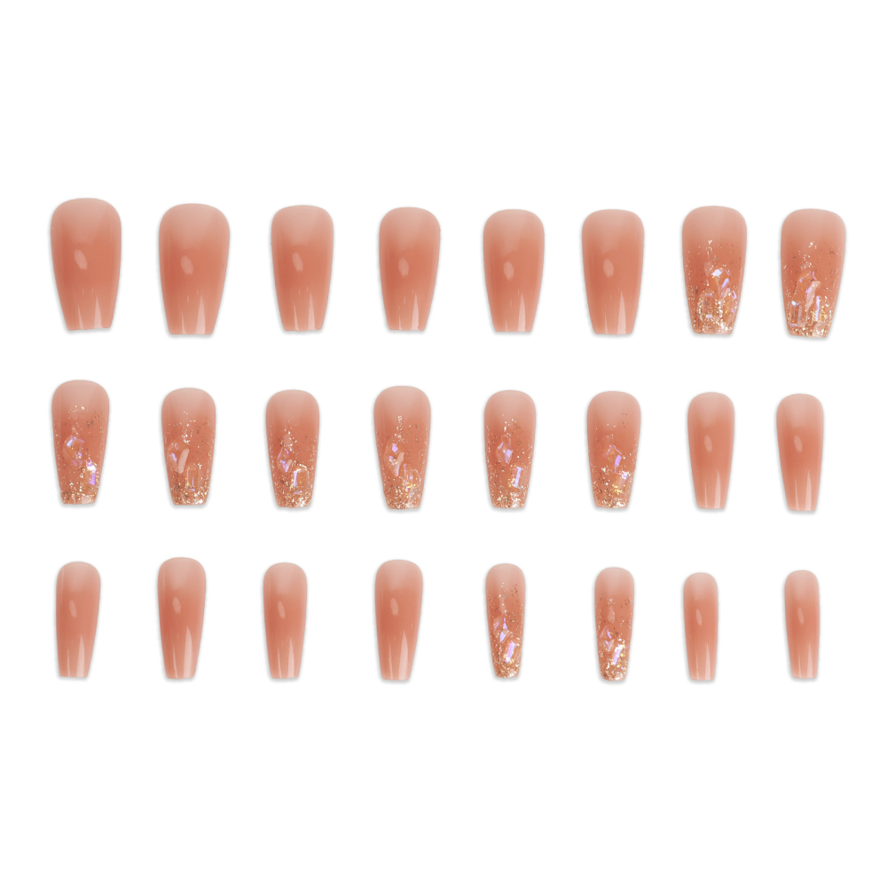 24PCS Nude Pink Fake Nails With Glitter Decor Charming Fingernail Decoration - Picture 11 of 11