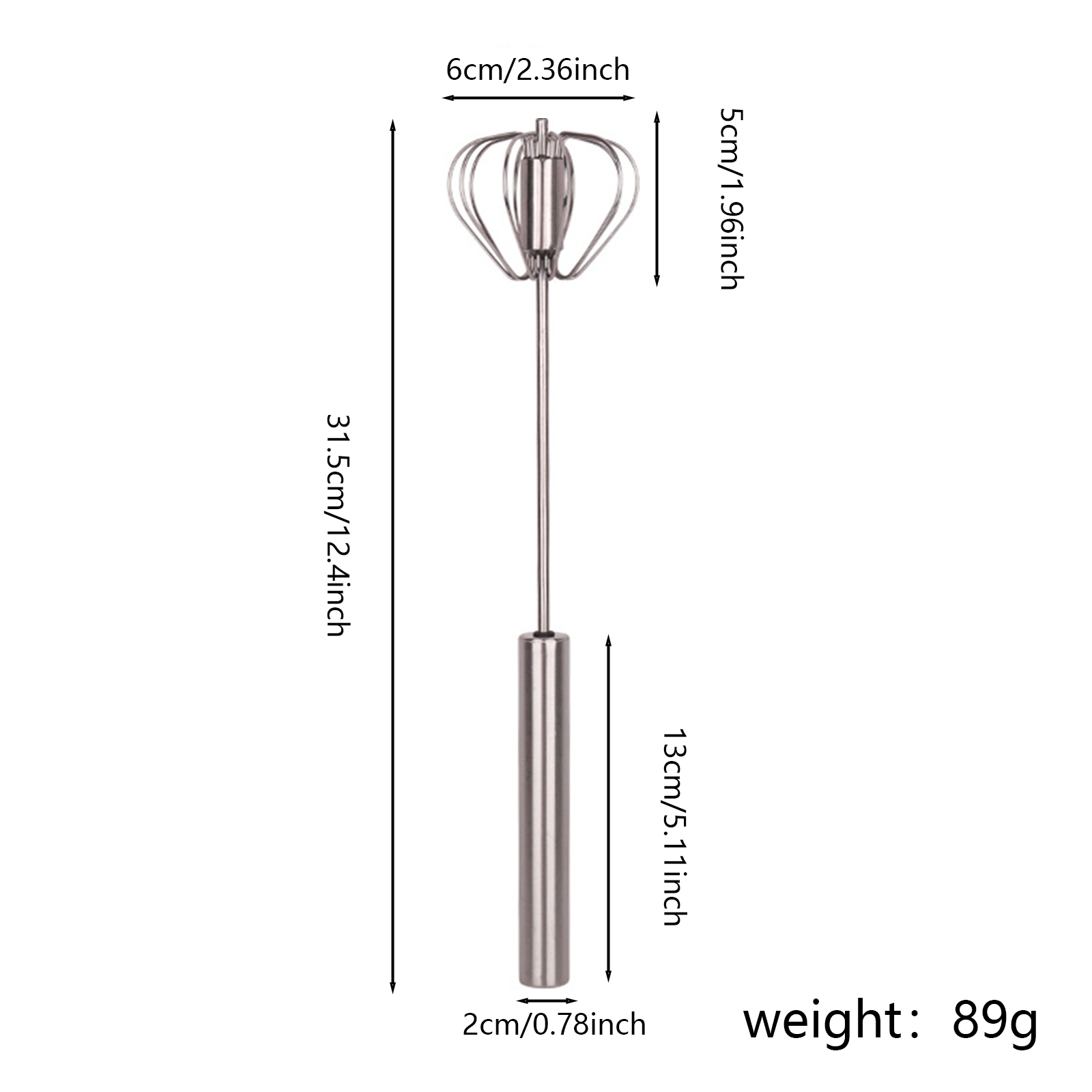 Manual Semi-Automatic Egg Whisk Beater Stainless Steel Hand Push Mixer Whip New - Picture 11 of 12