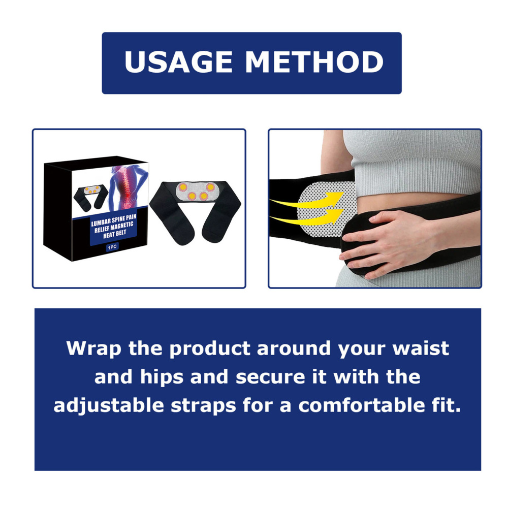 Magnetic Self Heating Belt Back Support Brace Lumbar Lower Waist Pain Relief - Picture 7 of 12