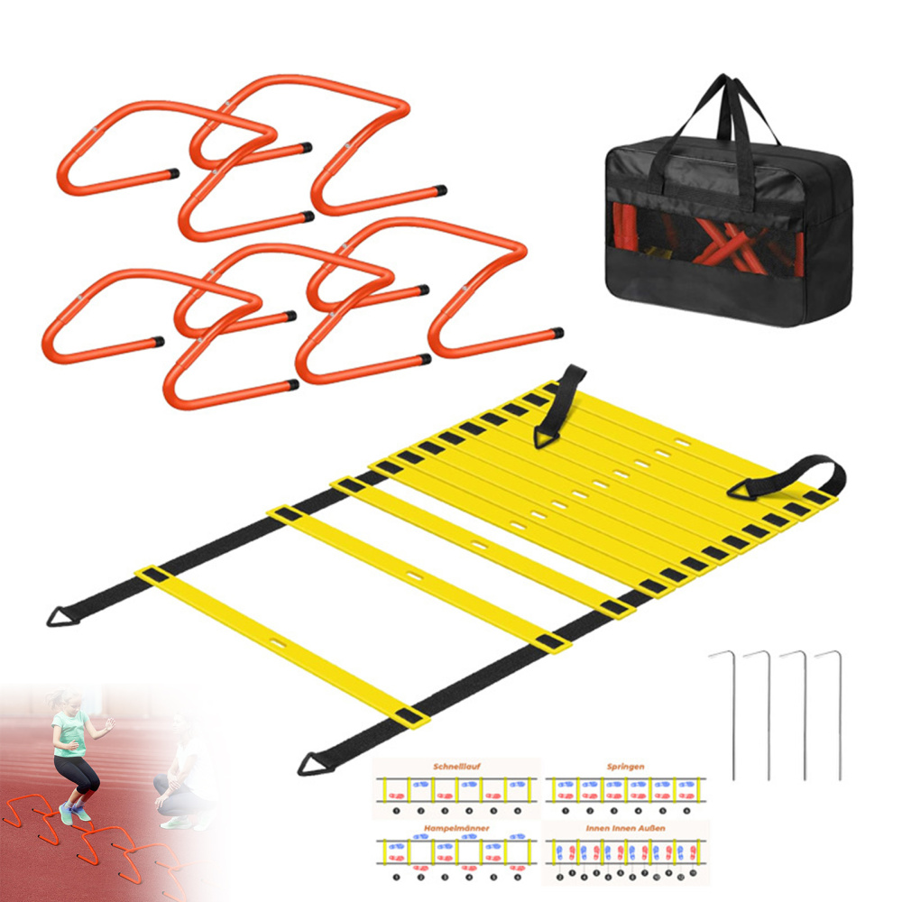 Speed and Agility Training Equipment,5 Adjustable Agility Hurdles&20ft Ladder