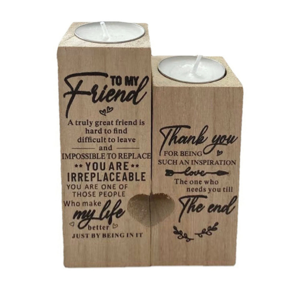 Lover Heart Candlestick Holders Wooden Candle Holder Double Sided Printing - Picture 12 of 14
