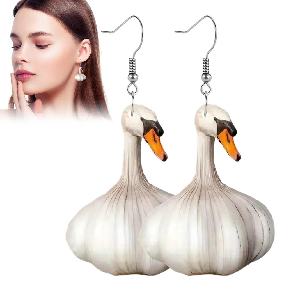 Garlic-Duck Shape Earring Woman Dress Up Earrings Props For Banquet Gown Travel