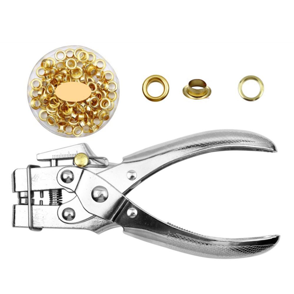 Brass Metal Eyelet Pliers Kits 100 Grommets Washer Leather Banner Eyelet Plier - Picture 13 of 15