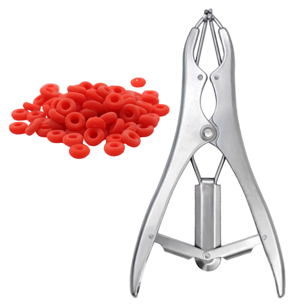 Goat Pig Castration Bander 100Pcs Castrator Rings Balloon Expander Tool Plier - Picture 10 of 10