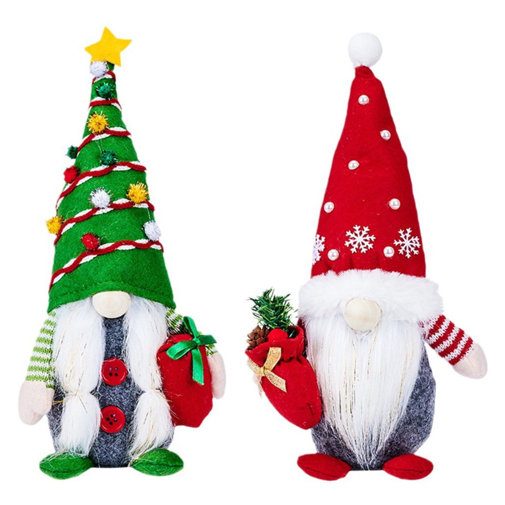 2Pcs Christmas Faceless Gnome Santa Plush Dolls Xmas Ornament Toy Table Decor US