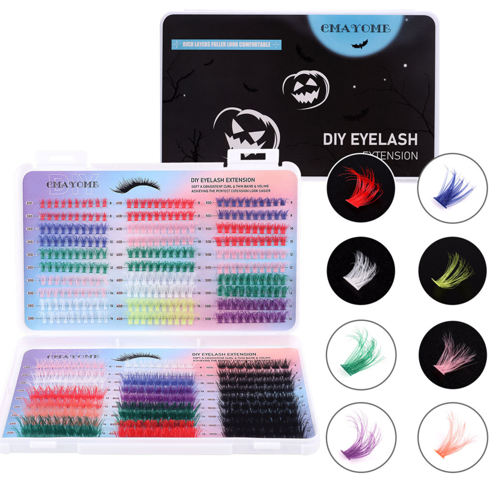 D Curl Natural Lash Clusters Kit Colored 8-14MM DIY Lash Extension Kit Cosplay - Picture 13 of 14