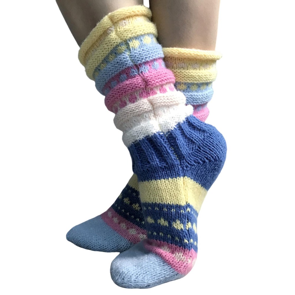 Women Winter Jacquard Socks Thermal Warm Sleep Stockings Fuzzy Slipper Socks