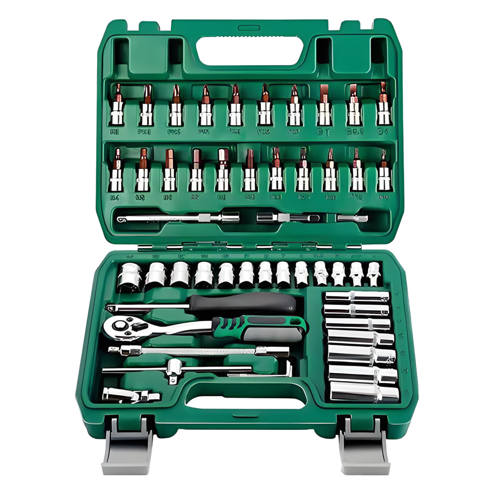 53pcs 1/4in Socket Ratchet Wrench Combo Auto Repairing Tool
