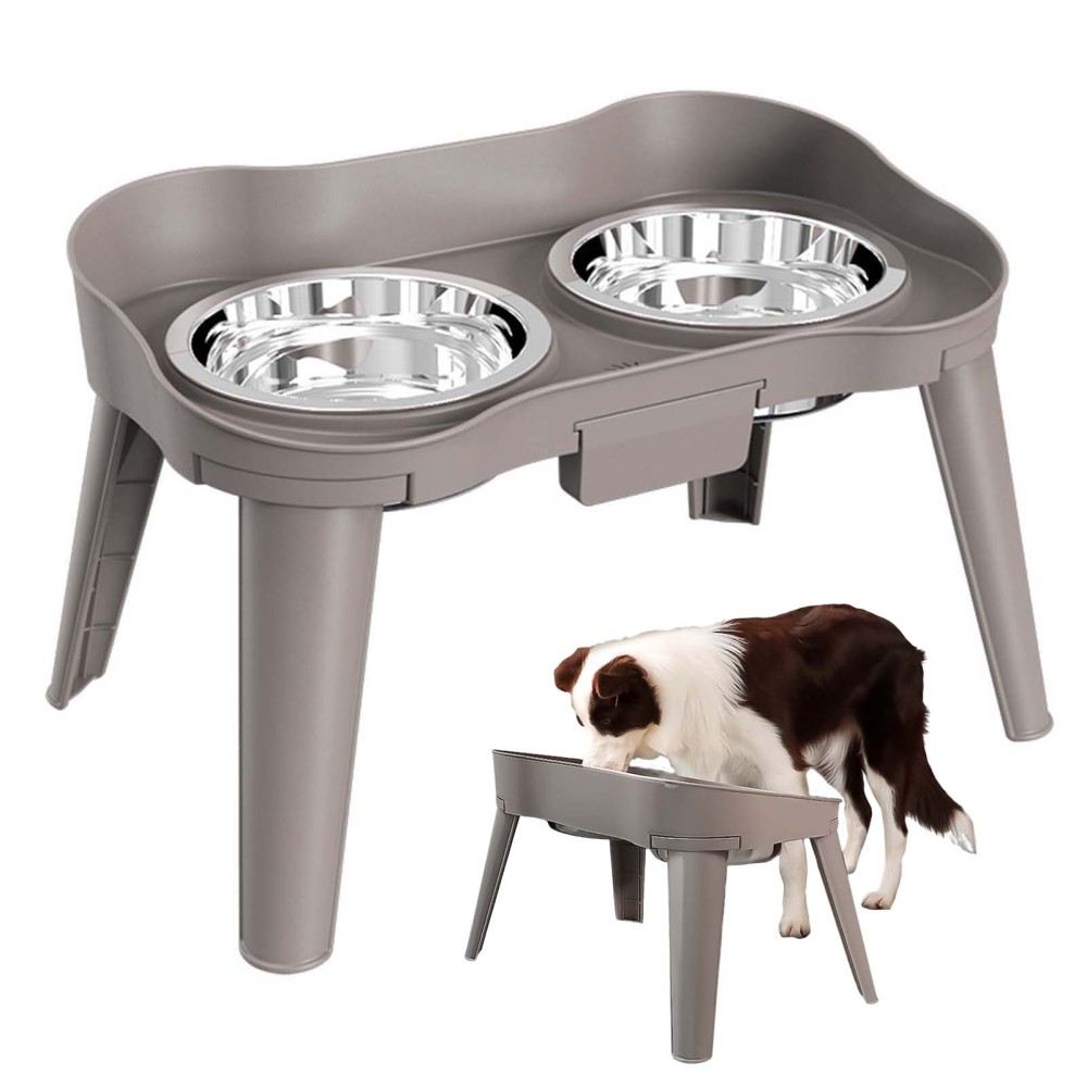 Pet Dog Cat Double Bowl Elevated Stainless Steel Food Water Dish Feeder Bowls US - Picture 14 of 15