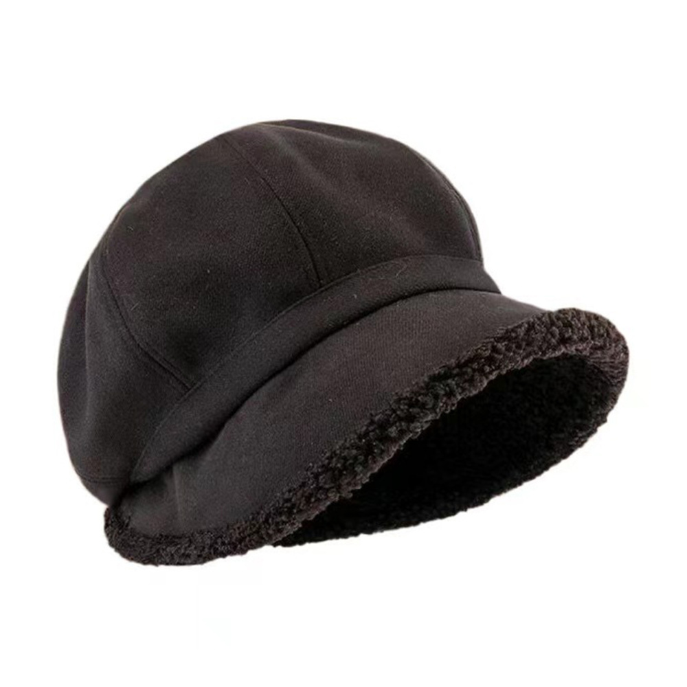Winter Women Newsboy Fleece Lined Peaked Beret Warm Baker Boy Visor Hat Flat Cap - Picture 15 of 16