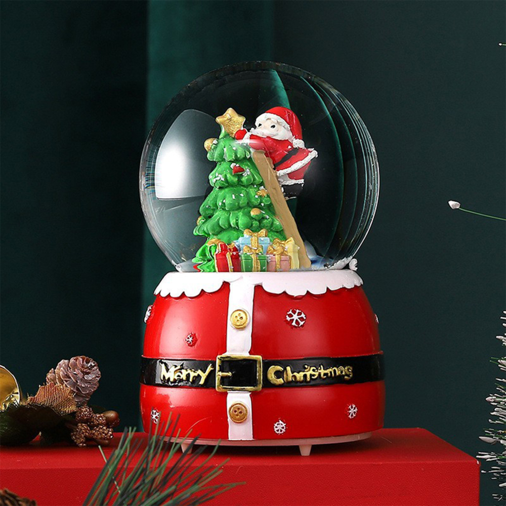 Cute Christmas Snow Globe Desktop Decor Glass Snow Globe with Light and Music - Picture 10 of 14