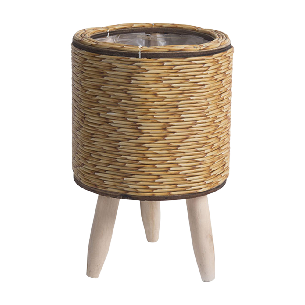 Woven Basket Planter Rustic Rattan Flower Pot with Stand Drawing Room Home Decor