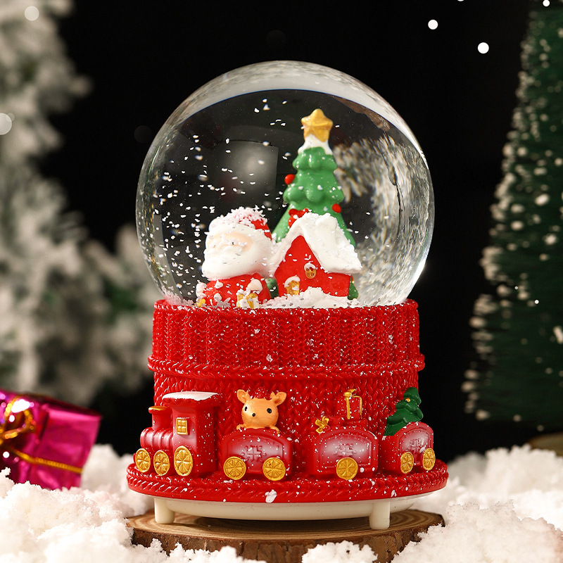 Cute Christmas Snow Globe Desktop Decor Glass Snow Globe with Light and Music - Picture 13 of 14