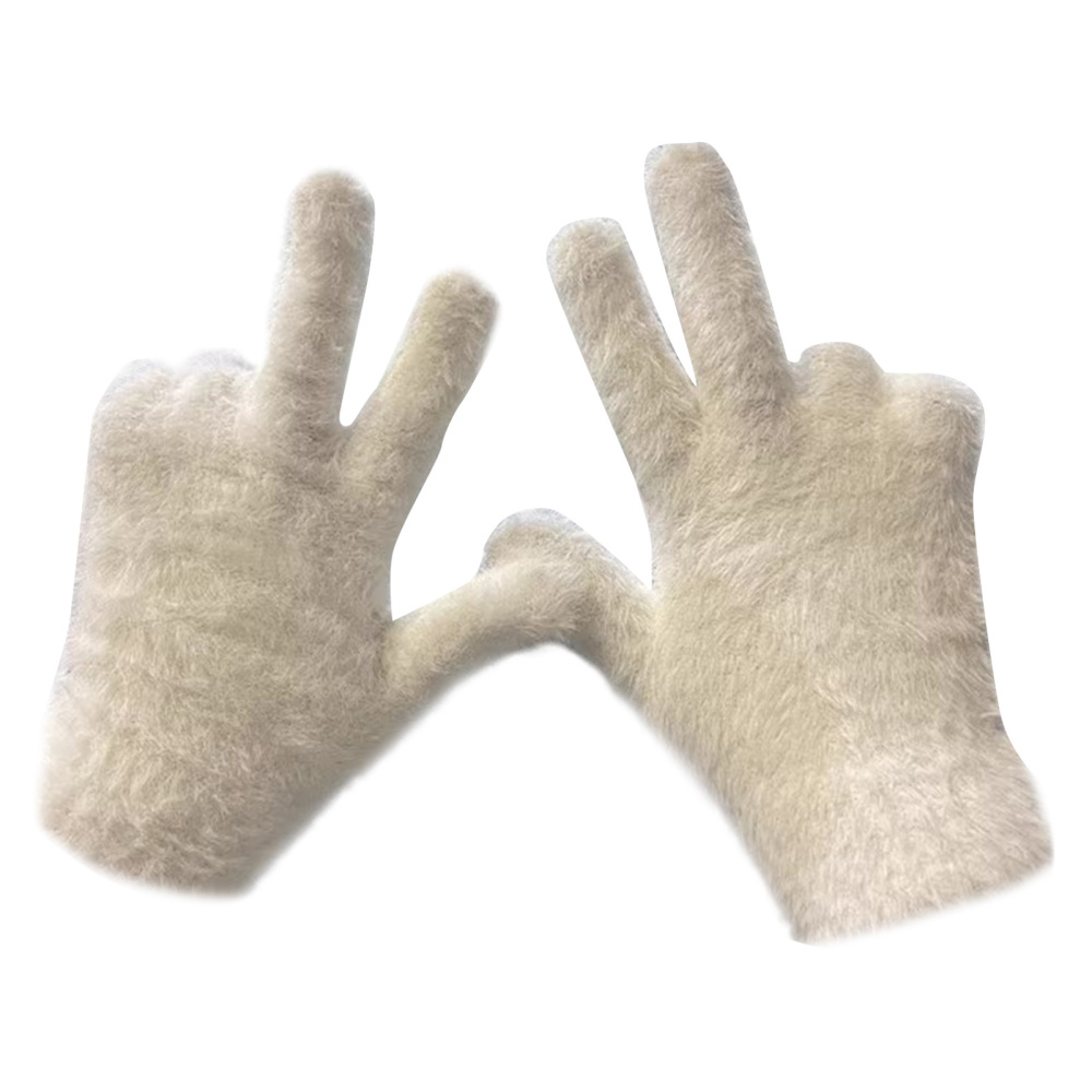 Fashion Winter Simulation Mink Velvet Gloves Plush Warm Outdoor Gloves - Picture 14 of 16
