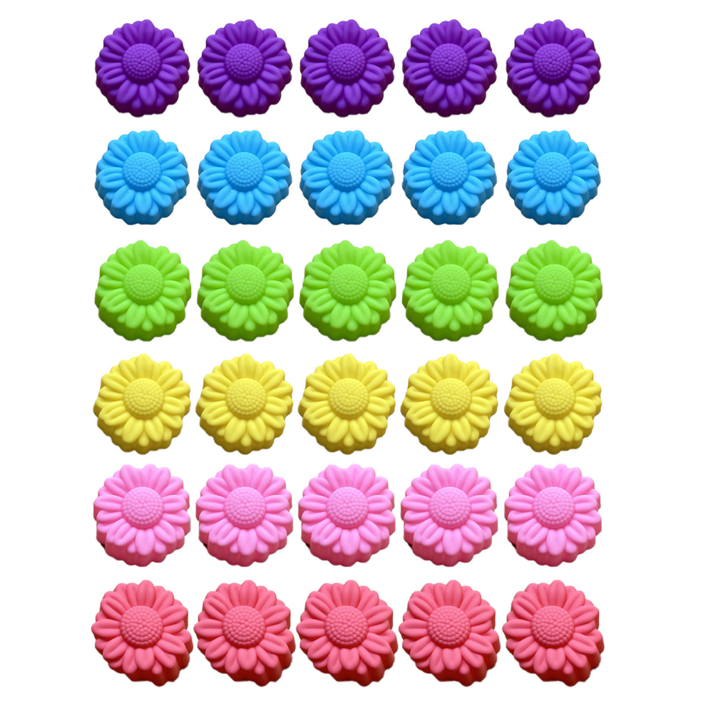 30 Pcs 5cm Little Daisy Cake Mold Cupcake Cup Heat Silicone Soap Chocolate Mold - Picture 9 of 9