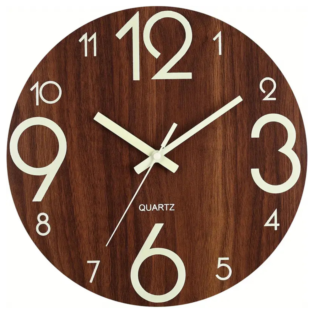 12inch Wall Clock Luminous Quartz Silent Glow In Dark Indoor Art Modern Decor