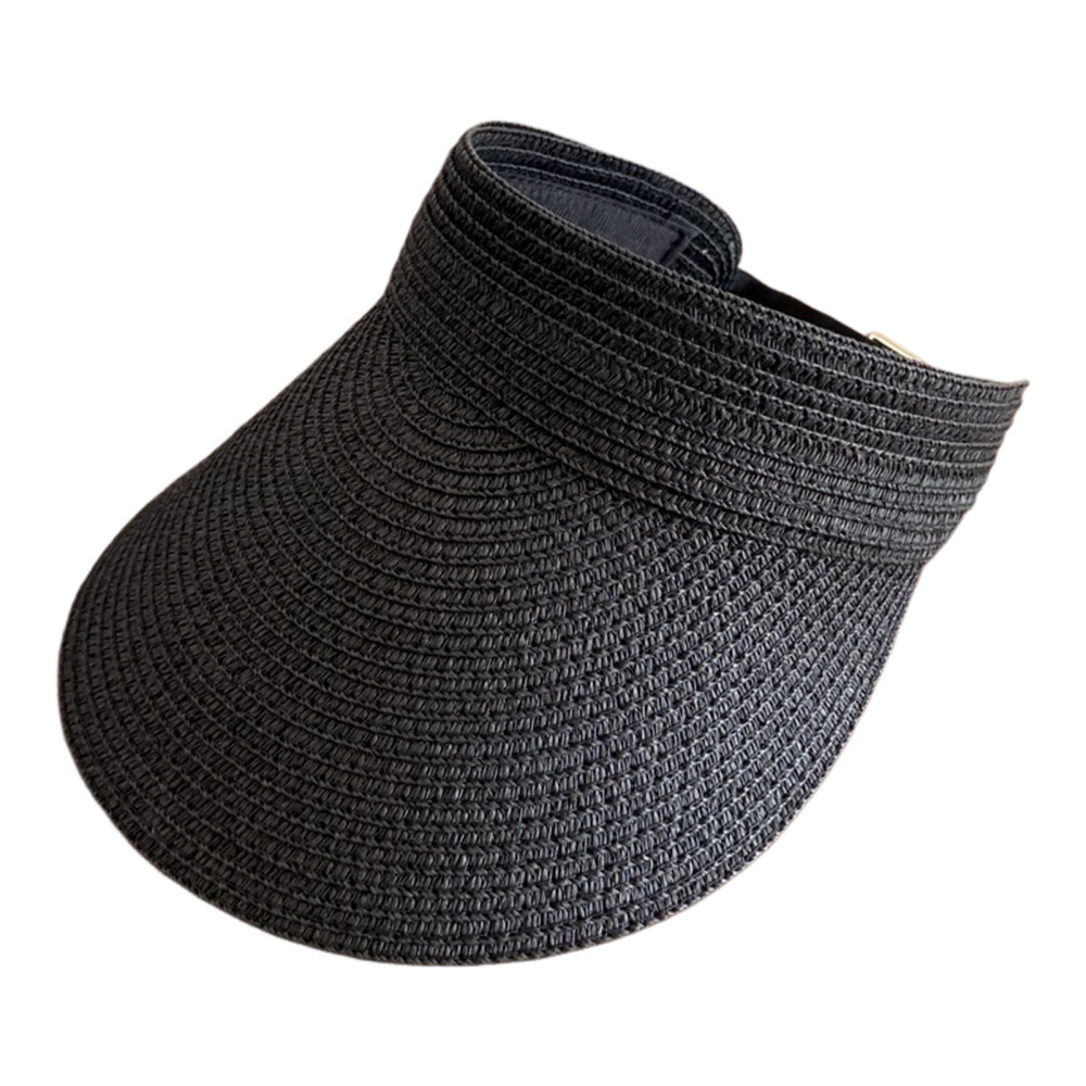Women Roll Up Sun Visor Wide Brim Straw Hat Summer Foldable UV Protection Cap - Picture 14 of 17