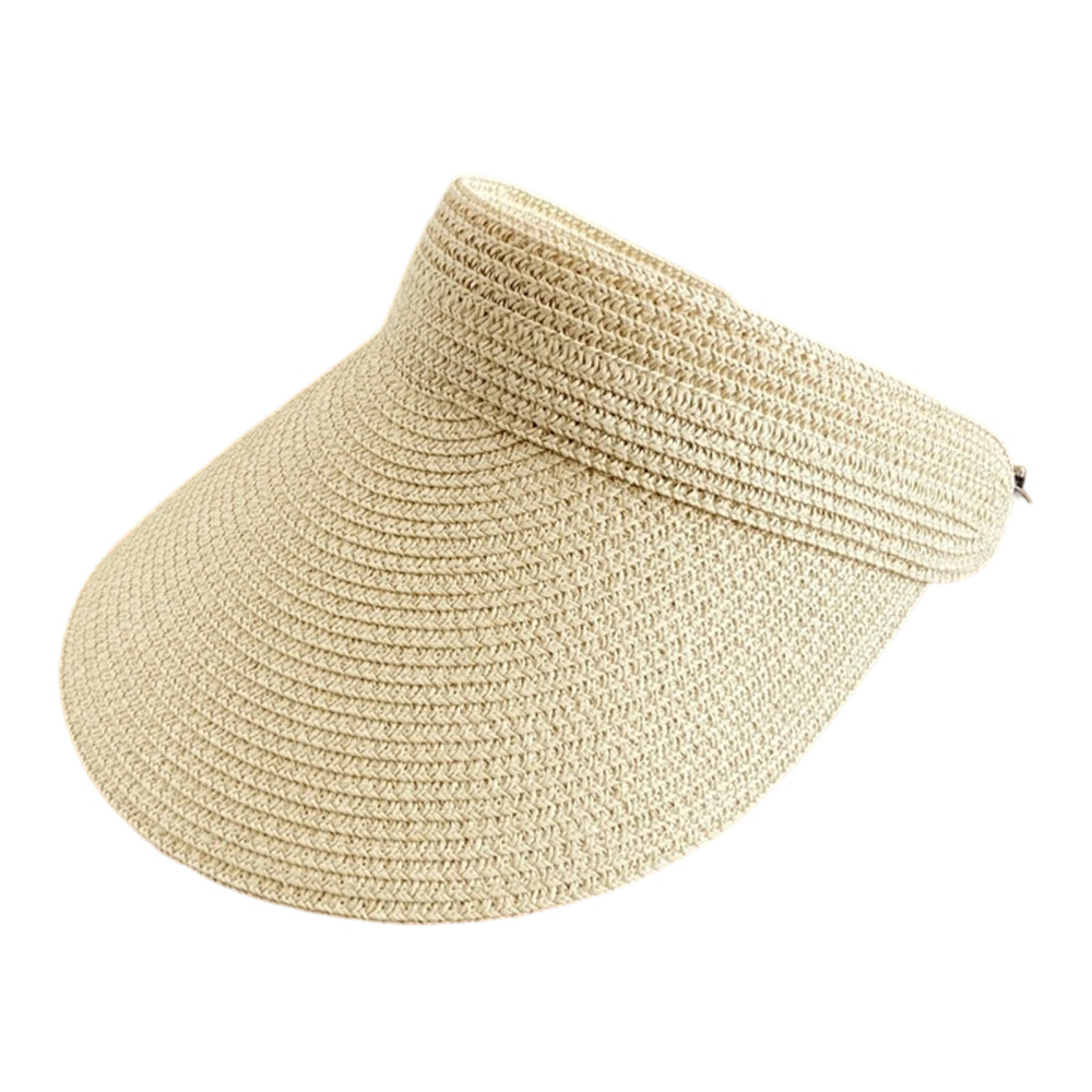 Women Roll Up Sun Visor Wide Brim Straw Hat Summer Foldable UV Protection Cap - Picture 15 of 17