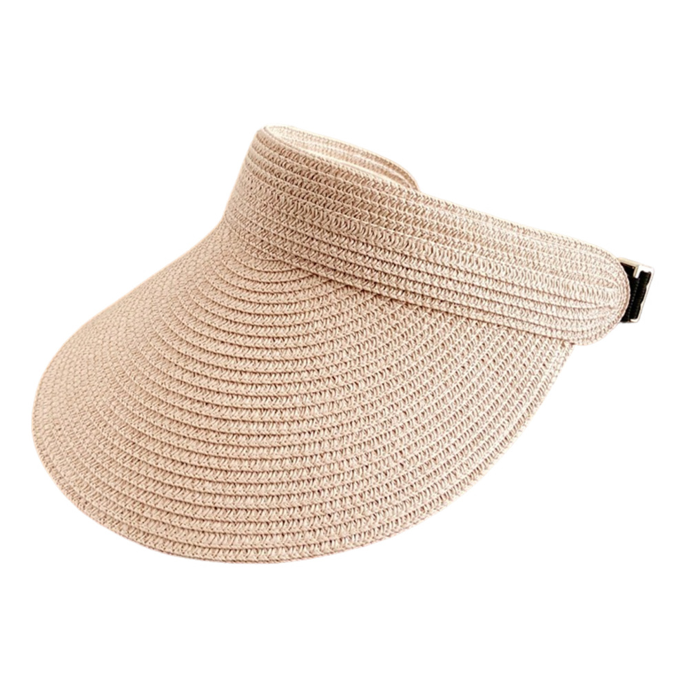 Women Roll Up Sun Visor Wide Brim Straw Hat Summer Foldable UV Protection Cap - Picture 16 of 17