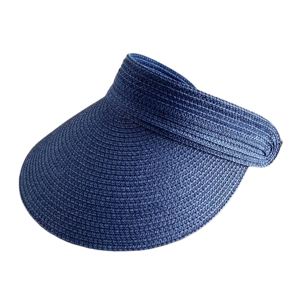 Women Roll Up Sun Visor Wide Brim Straw Hat Summer Foldable UV Protection Cap - Picture 17 of 17
