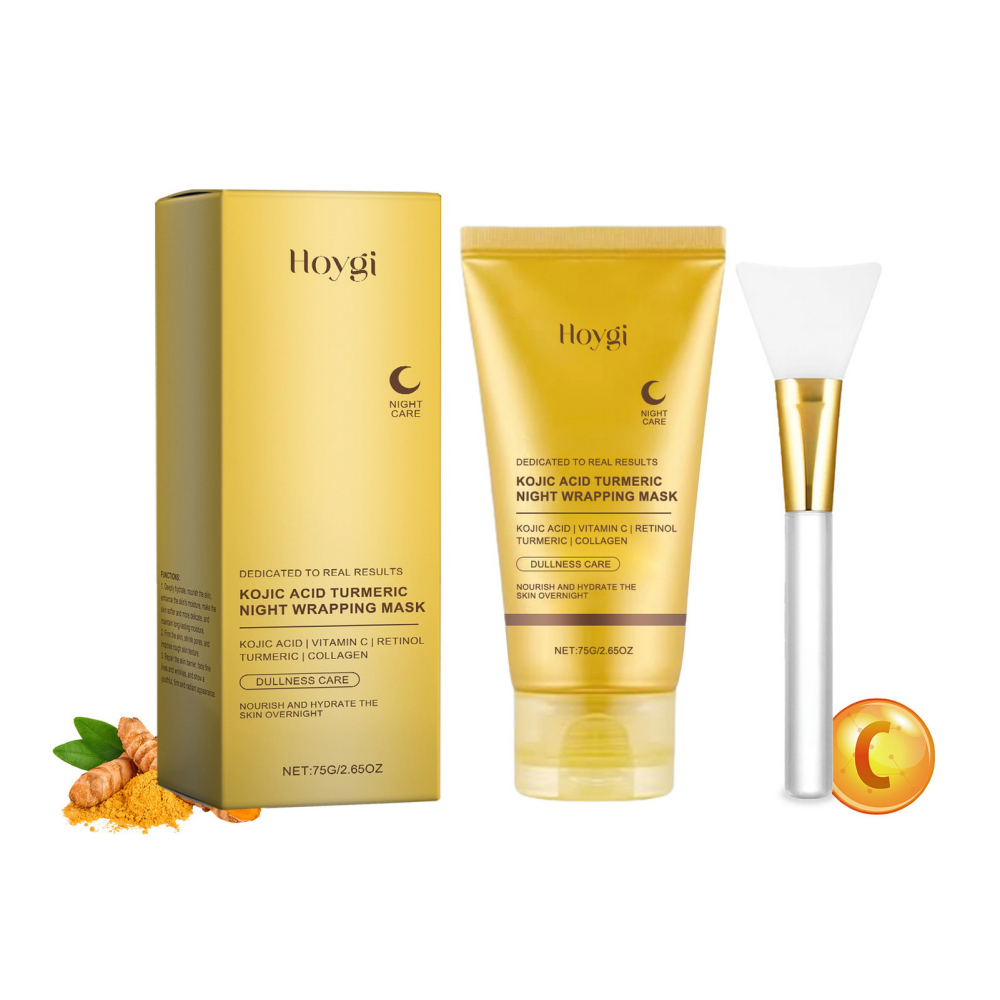 1-2Pcs Kojic Acid Turmeric Night Wrapping Mask, Peel off Facial Mask with Brush - Picture 13 of 14