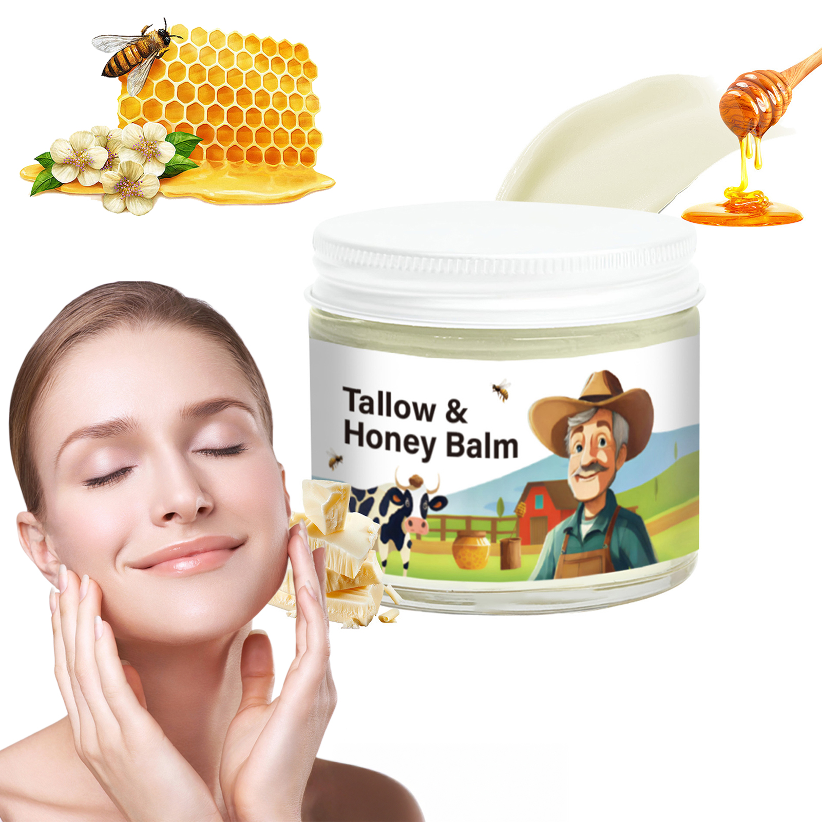 60G Whipped Beef Tallow and Honey Balm Moisturizing Beef Tallow Face Cream Body - Picture 14 of 15