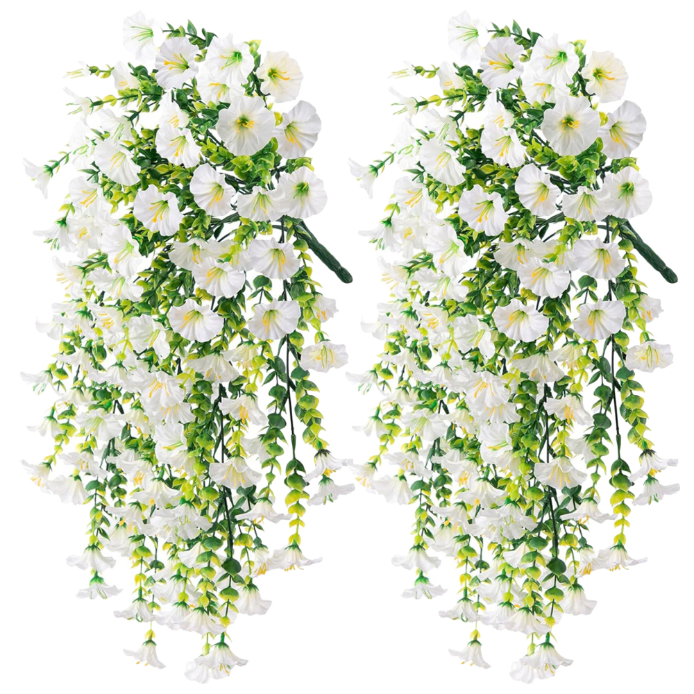 4Pcs Artificial Fake Hanging Plants Morning Glory Flowers Vine In/Outdoor Decor - Picture 15 of 20