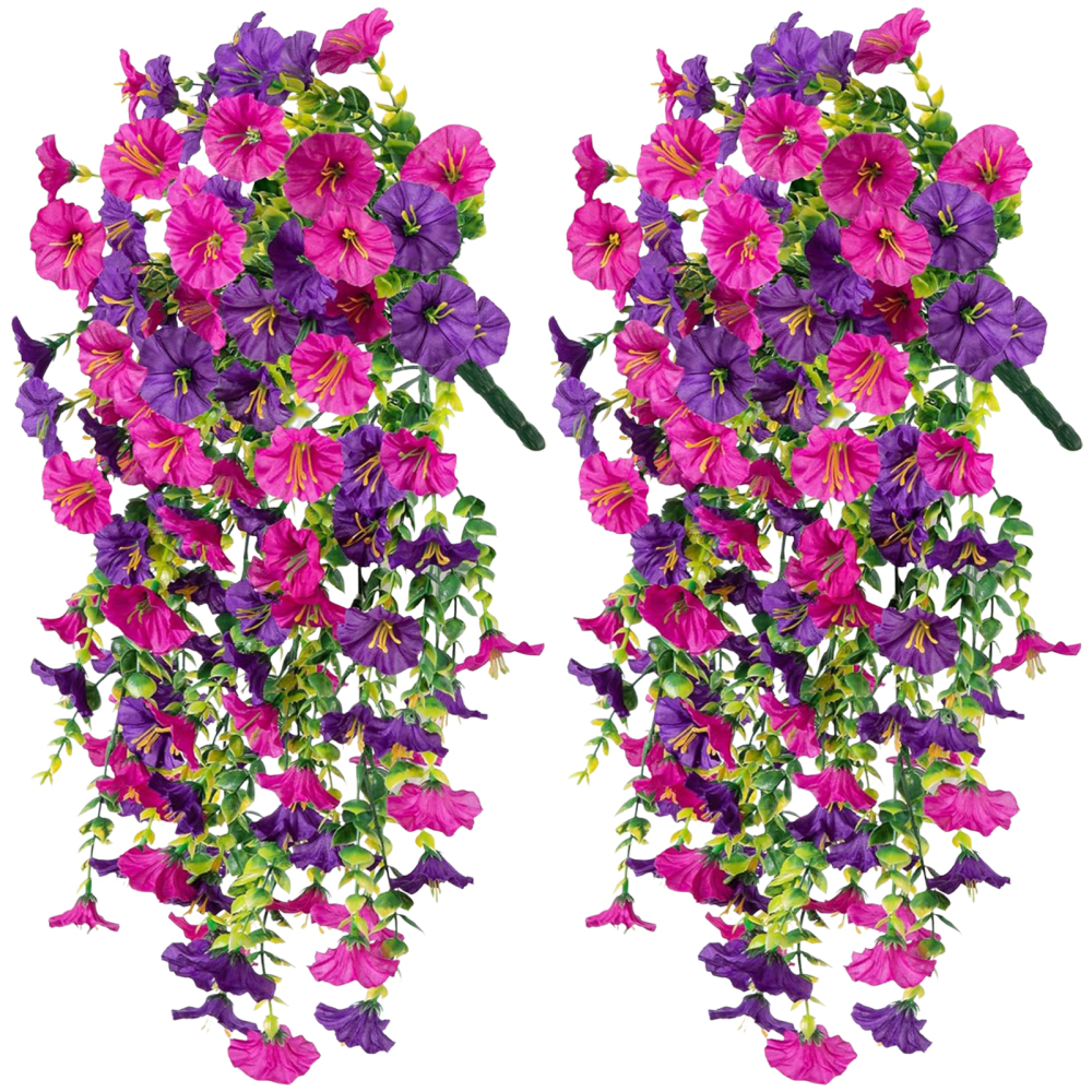 4Pcs Artificial Fake Hanging Plants Morning Glory Flowers Vine In/Outdoor Decor - Picture 19 of 20
