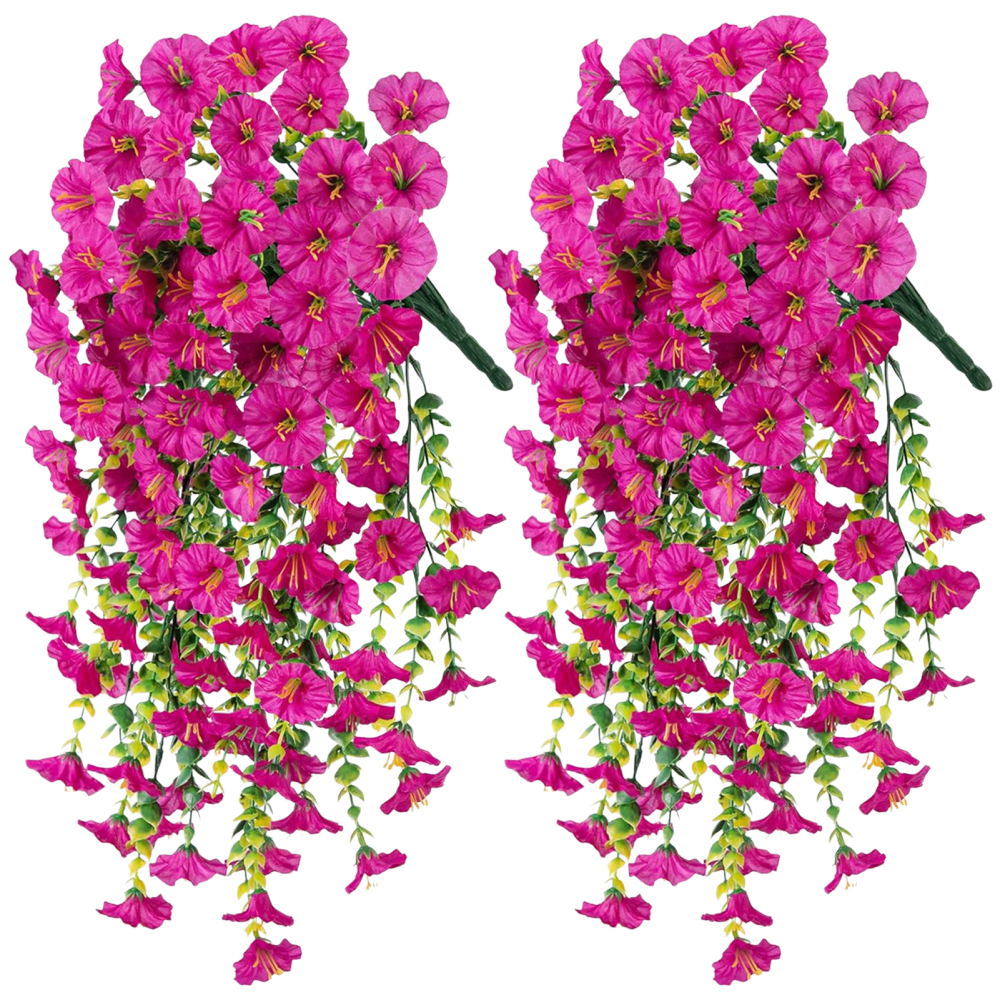 4Pcs Artificial Fake Hanging Plants Morning Glory Flowers Vine In/Outdoor Decor - Picture 20 of 20