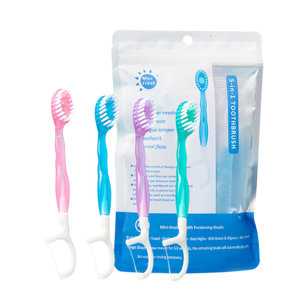 12-52X Disposable 5 in 1 Mini Travel Toothbrush With Freshening Bead Portable - Picture 13 of 18