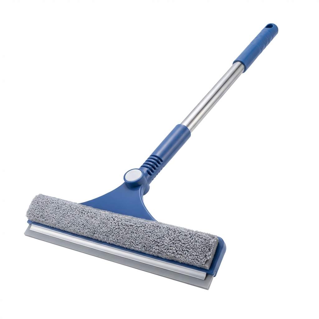 Double Sided Window Cleaner Streak-Free Glass Squeegee for High Window Home Use