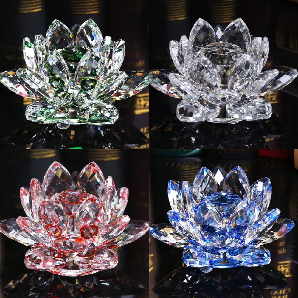 Crystal Glass Lotus Flower Candle Holder Candle Home Decor Craft Tea Light Gift